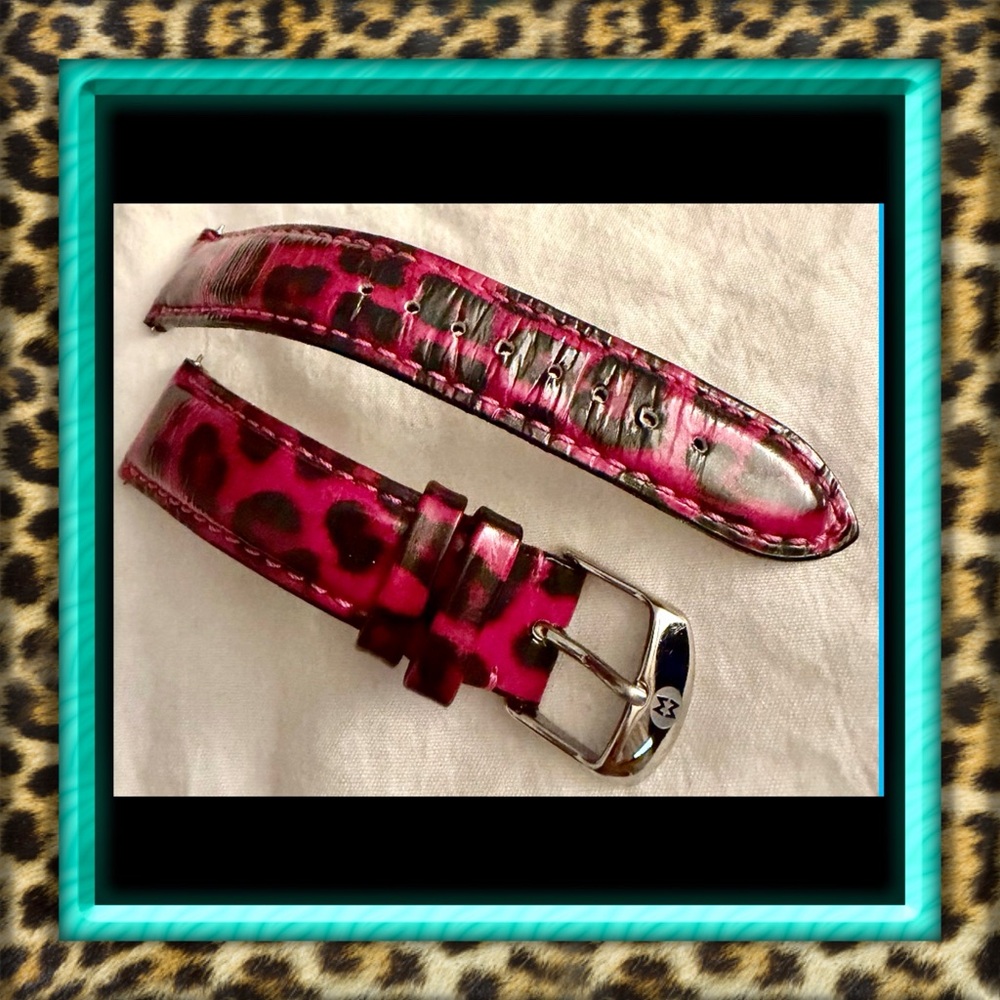 👑✅PRICE FIRM✅ Michele Rare Pink Leopard Print Watch Strap. 18mm
